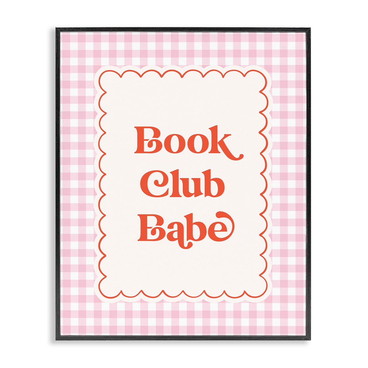 Stupell Industries Book Club Babe Gingham Framed Giclee, design by Nadia Hassan